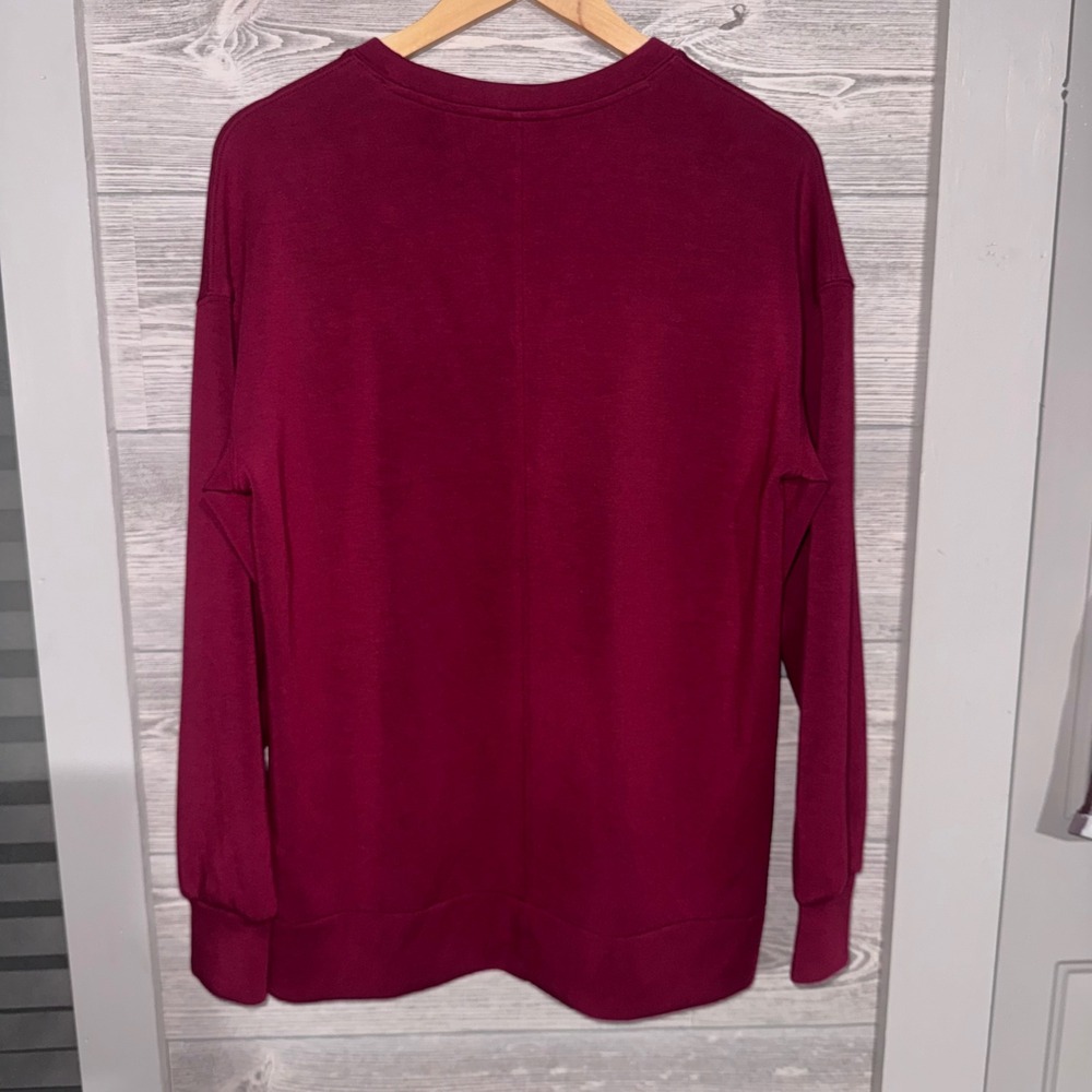 SPANX Women's S Burgundy Modal Oversized Crewneck Sweatshirt Tunic - Picture 5 of 6